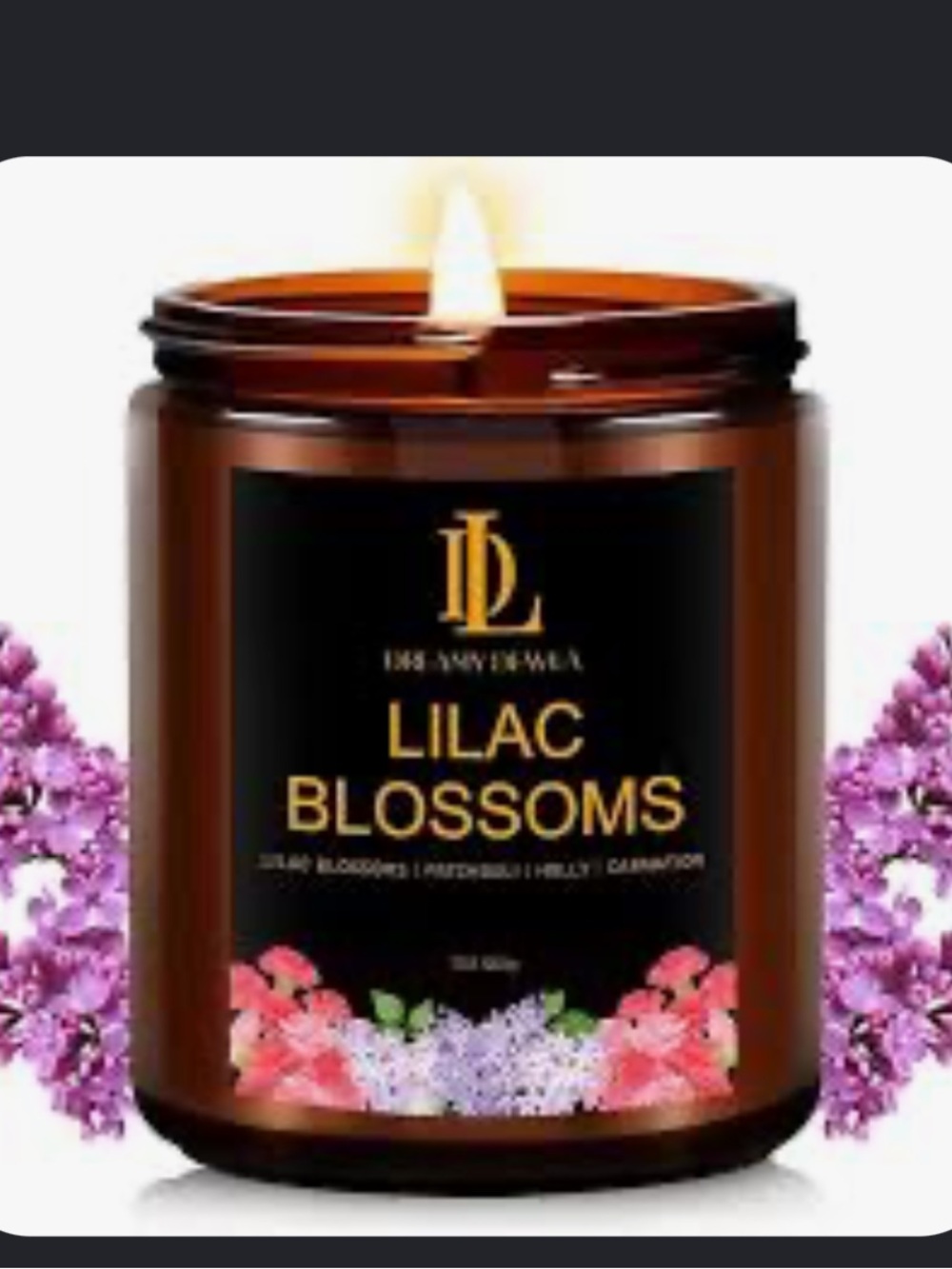 Lilac Blossoms Scented Candle - Amber Jar (Brown) NEW